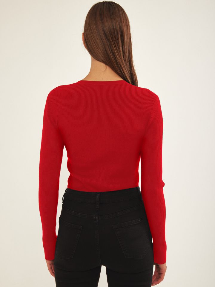 סריג V שינה PROMO בצבע אדום מלבורו