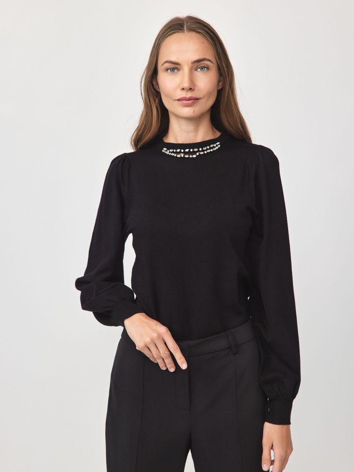 סריג פתח דמוי יהלומים בצבע שחור