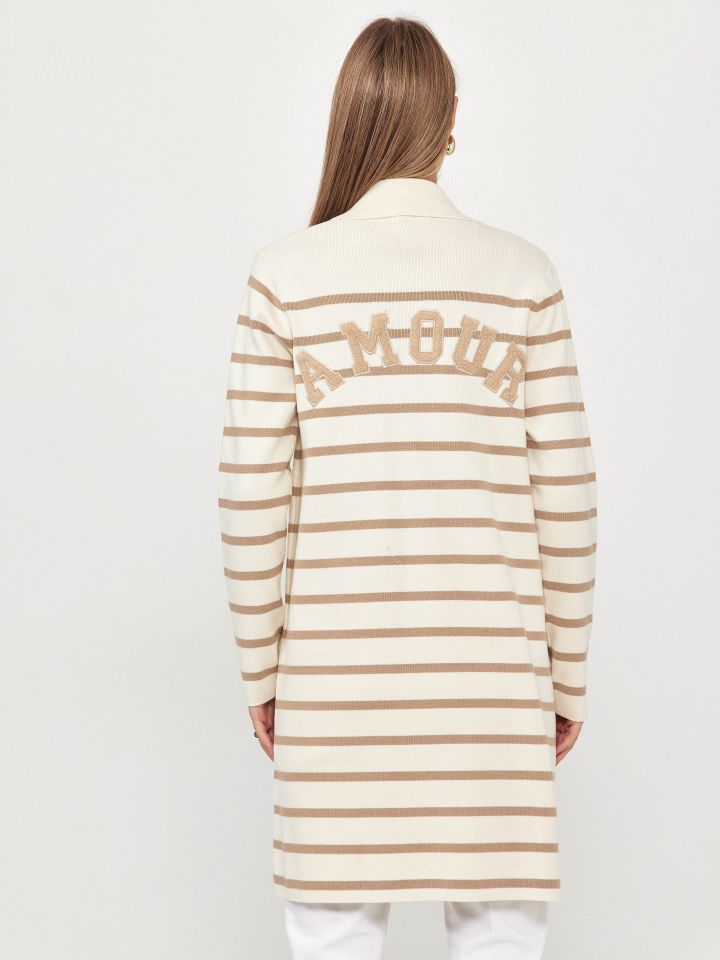 עליונית סריג פסים בצבע אופוויט