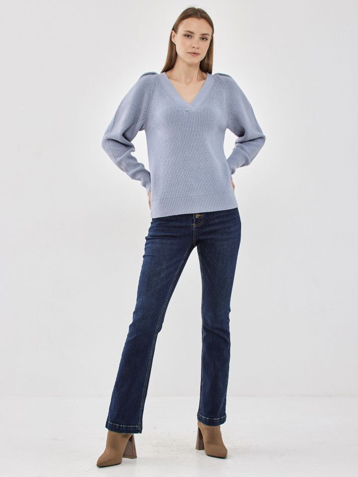 סריג V ROMI בצבע תכלת