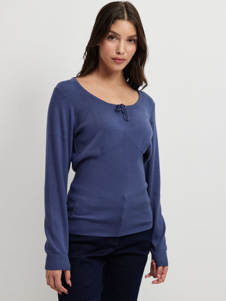 סריג שרוך קשירה PROMO בצבע כחול מעושן