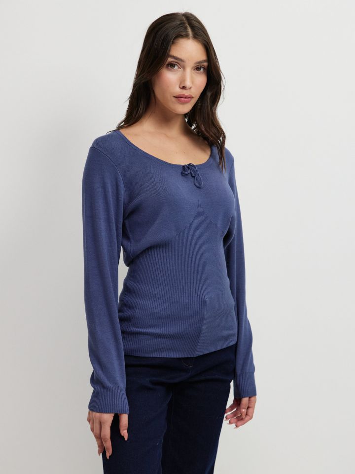 סריג שרוך קשירה PROMO בצבע כחול מעושן