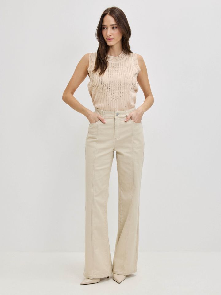 סריג דמוי יהלומים בצבע שמפניה