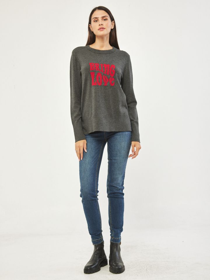 סריג BRING LOVE בצבע אפור מרנגו