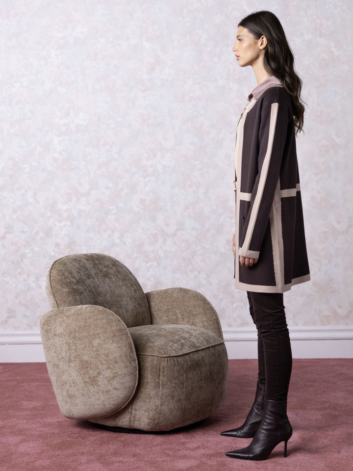 עליונית סריג שילוב בצבע חום