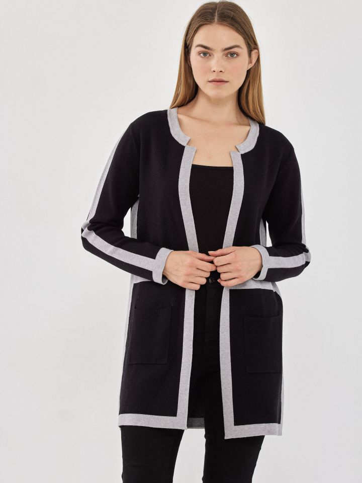 עליונית סריג שילוב בצבע שחור