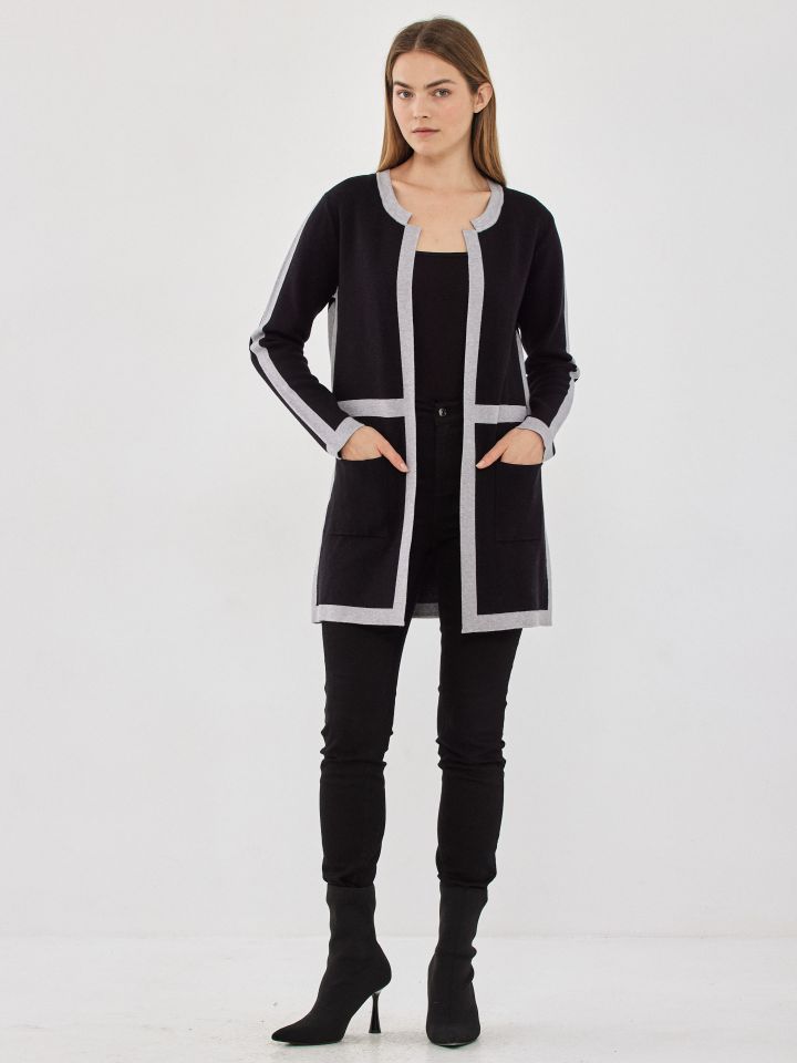 עליונית סריג שילוב בצבע שחור