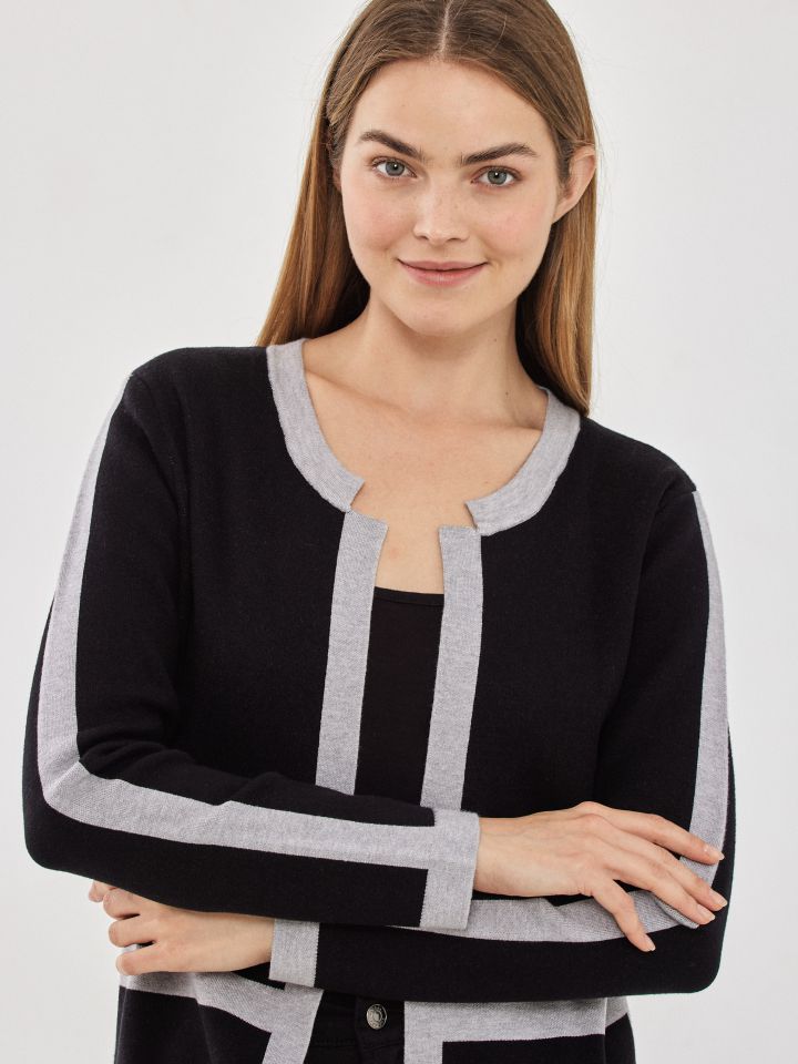 עליונית סריג שילוב בצבע שחור