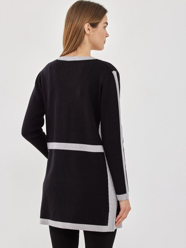 עליונית סריג שילוב בצבע שחור