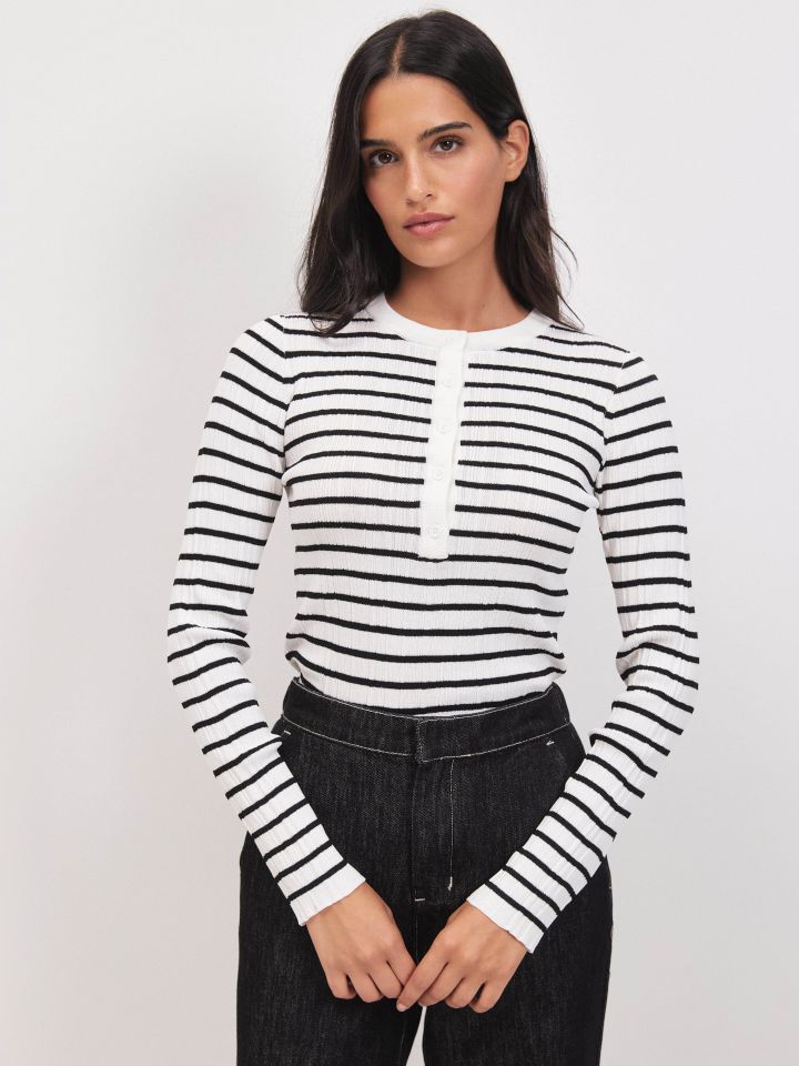 סריג פסים שינה PROMO בצבע אופוויט