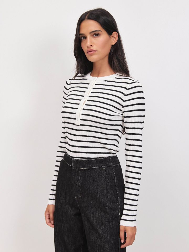 סריג פסים שינה PROMO בצבע אופוויט