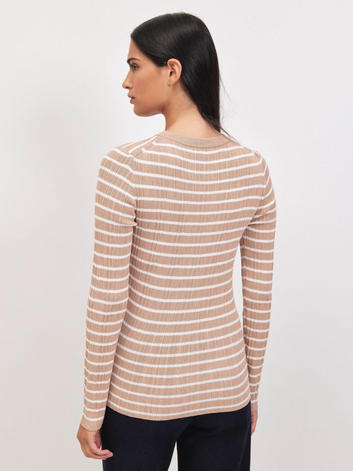 סריג פסים שינה PROMO בצבע קאמל