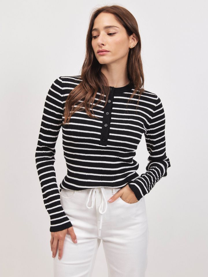 סריג פסים שינה PROMO בצבע שחור