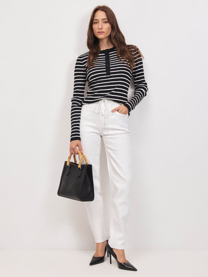 סריג פסים שינה PROMO בצבע שחור