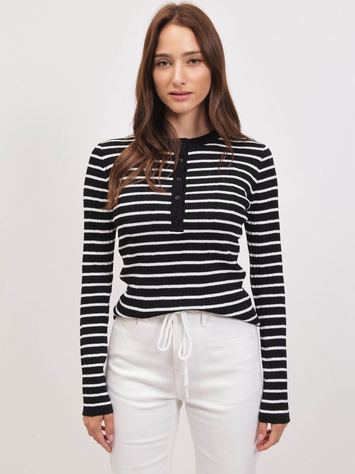 סריג פסים שינה PROMO בצבע שחור