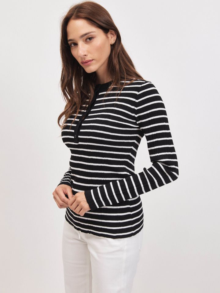 סריג פסים שינה PROMO בצבע שחור