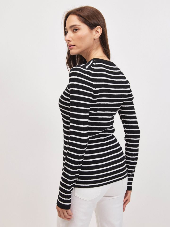 סריג פסים שינה PROMO בצבע שחור