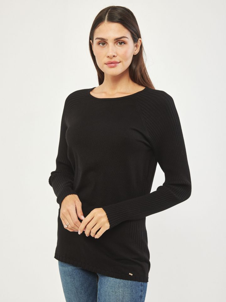 סריג ניקי שילוב סריגות PROMO בצבע שחור