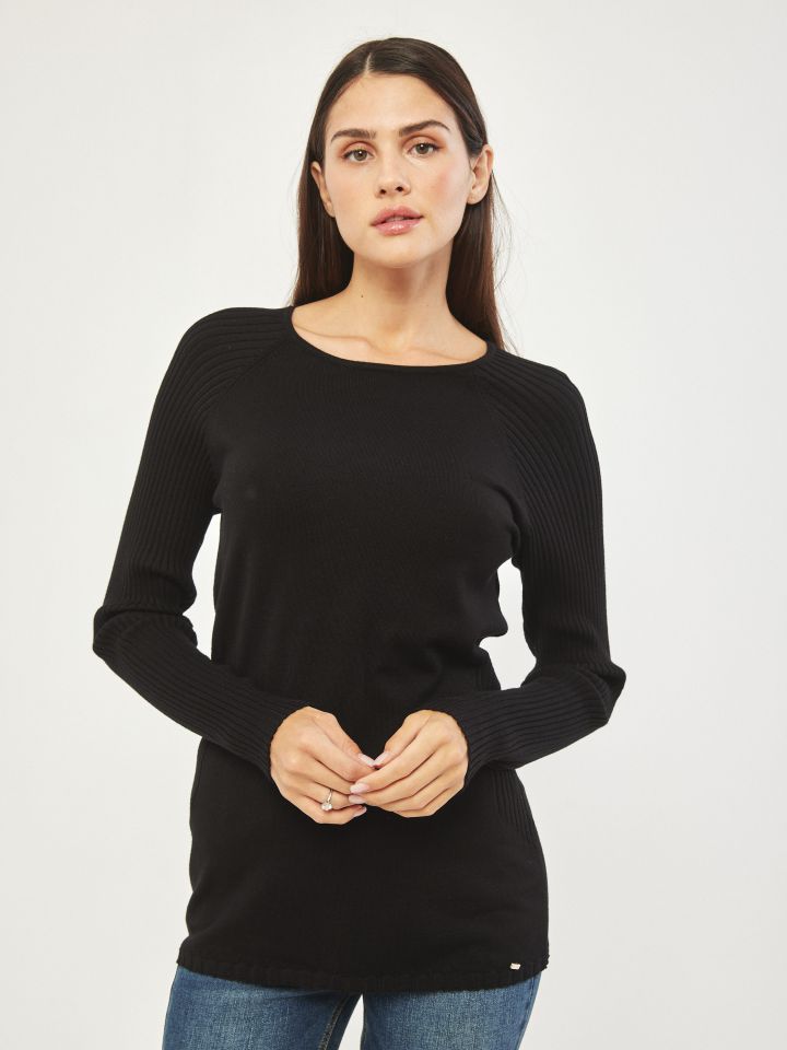 סריג ניקי שילוב סריגות PROMO בצבע שחור