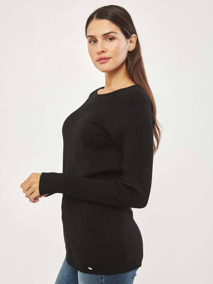 סריג ניקי שילוב סריגות PROMO בצבע שחור