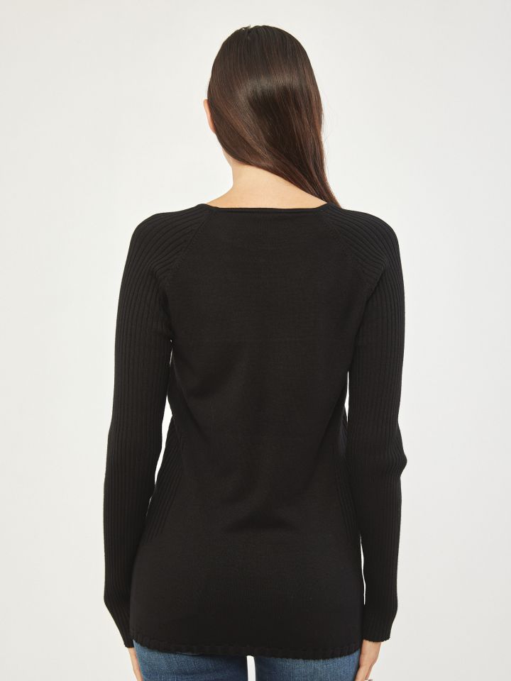 סריג ניקי שילוב סריגות PROMO בצבע שחור