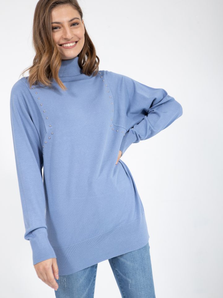 סריג גולף ניטים בצבע כחול מעושן