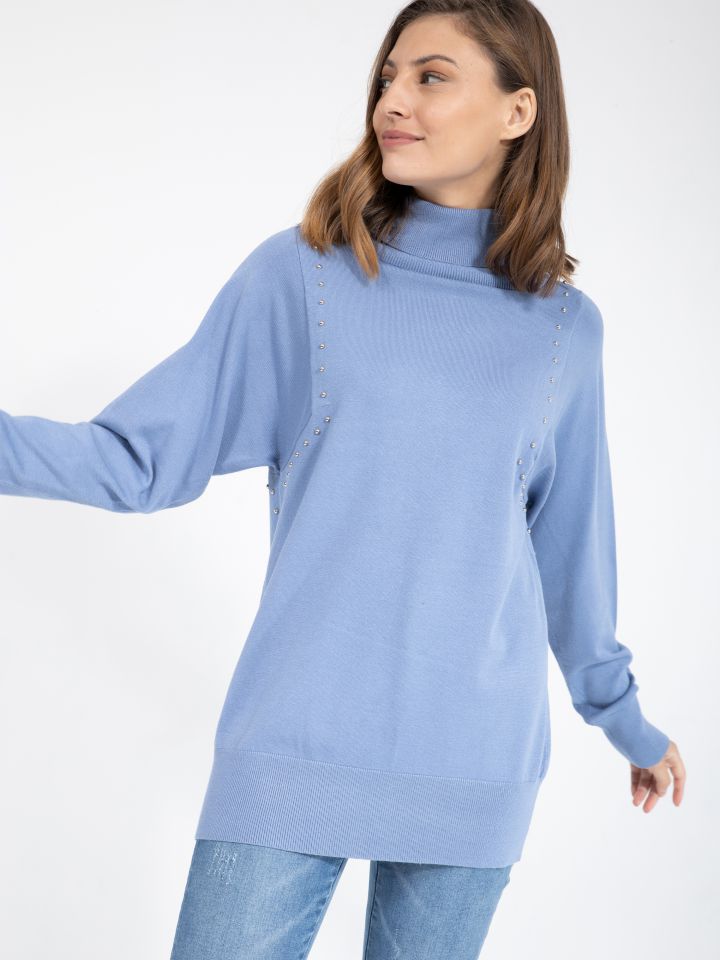 סריג גולף ניטים בצבע כחול מעושן