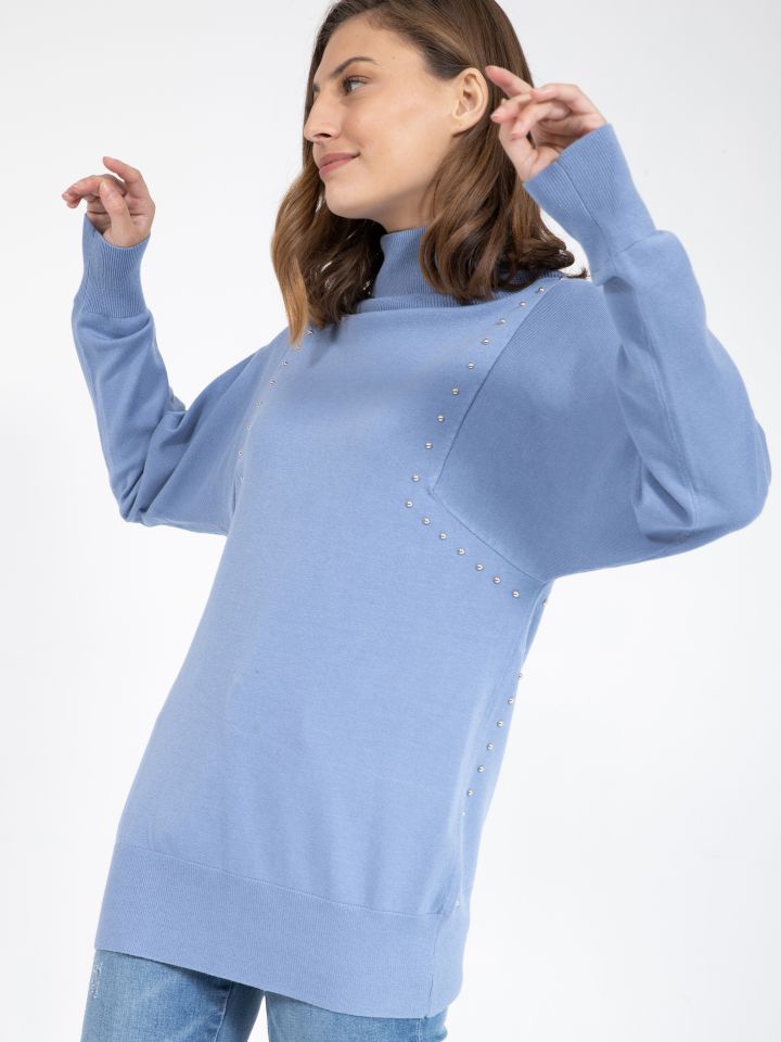 סריג גולף ניטים בצבע כחול מעושן