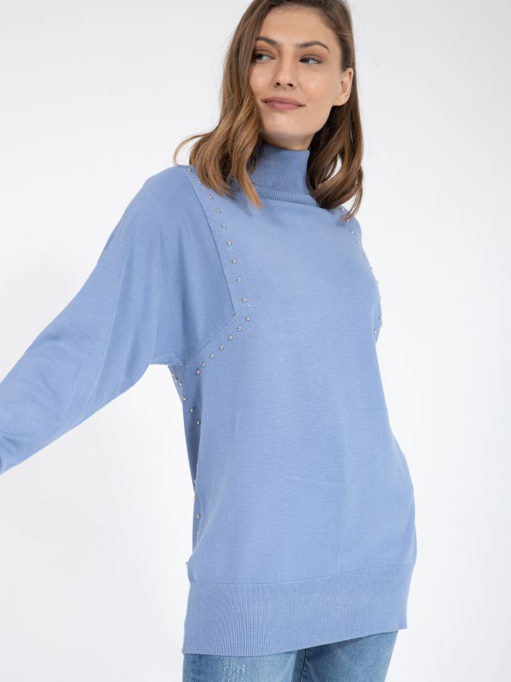 סריג גולף ניטים בצבע כחול מעושן