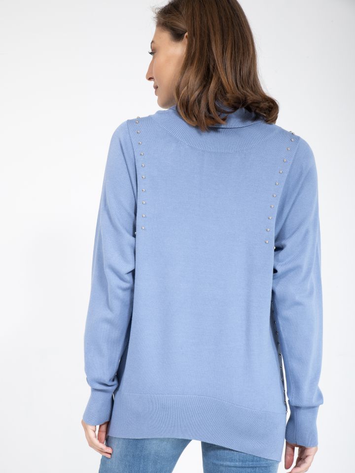 סריג גולף ניטים בצבע כחול מעושן