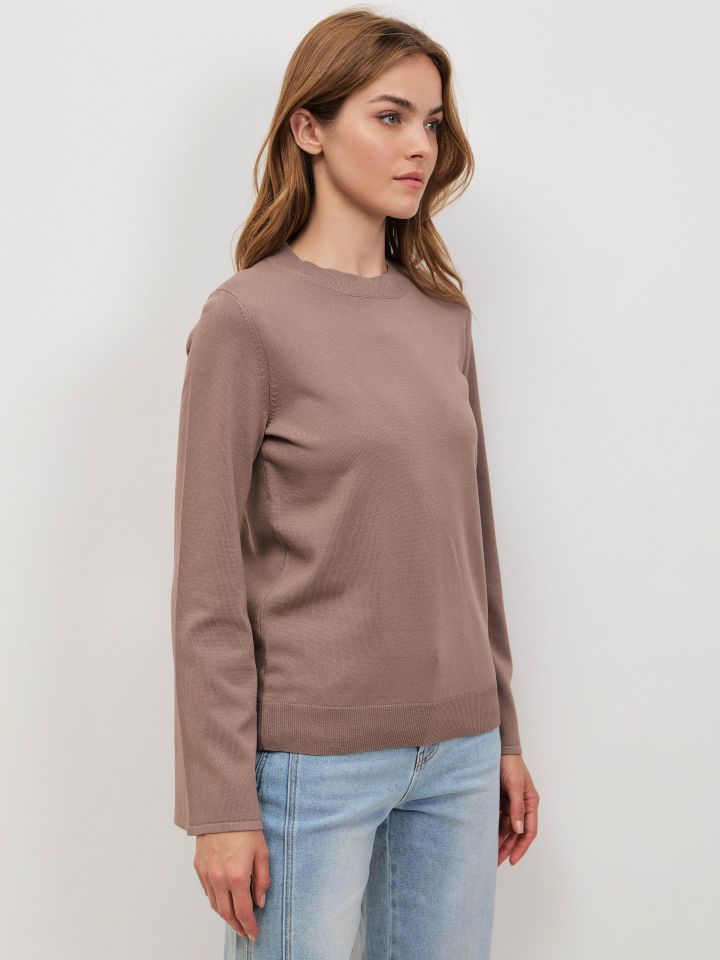 סריג שרוול פעמון בצבע מוקה