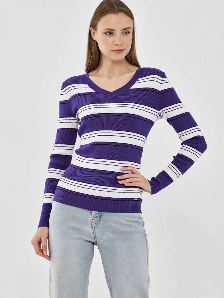 סריג פסים PROMO V בצבע סגול