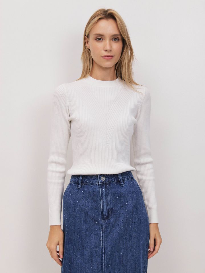 סריג ריבים ניקי PROMO בצבע אופוויט