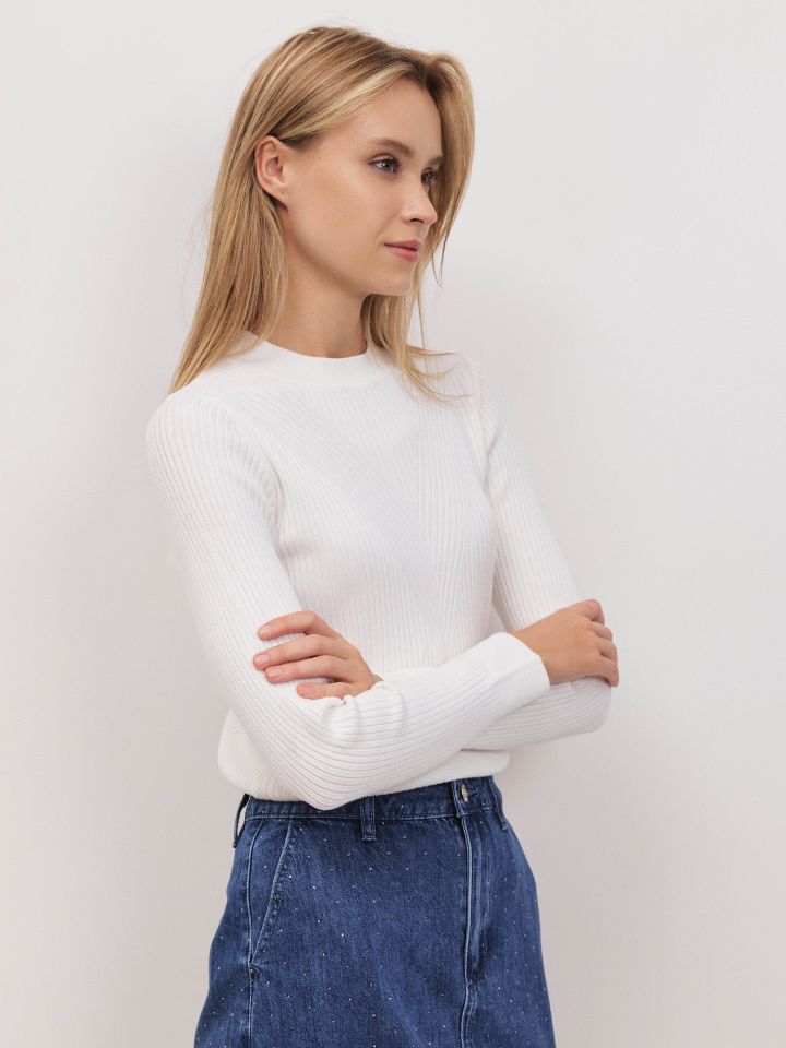 סריג ריבים ניקי PROMO בצבע אופוויט