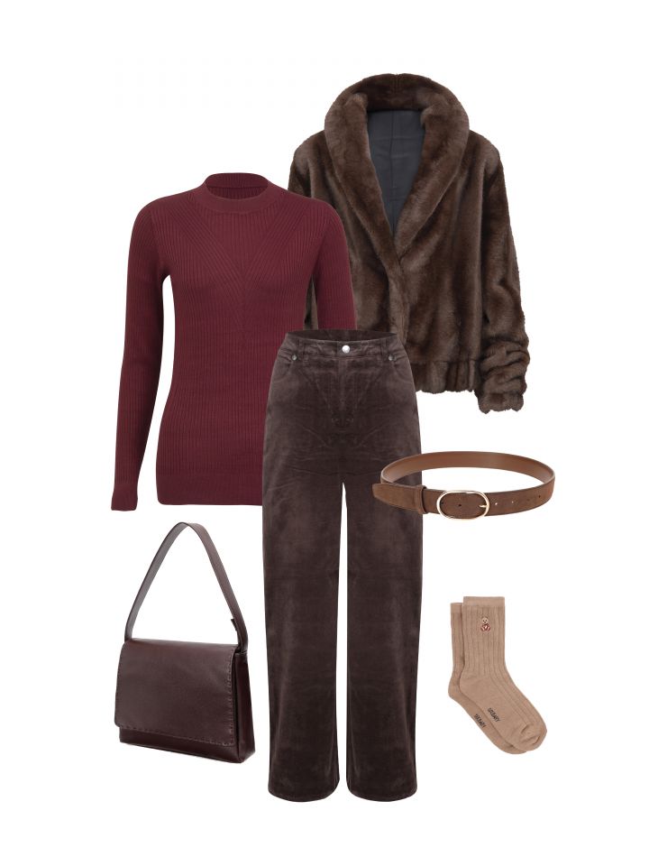 סריג ריבים ניקי PROMO בצבע בורדו