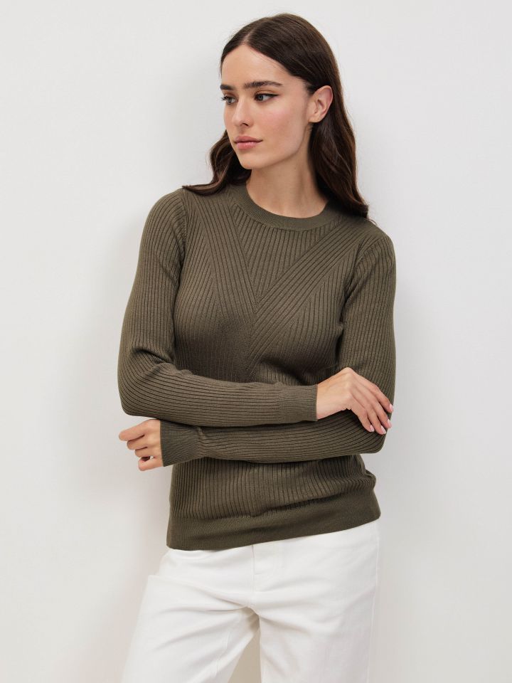 סריג ריבים ניקי PROMO בצבע ירוק כהה