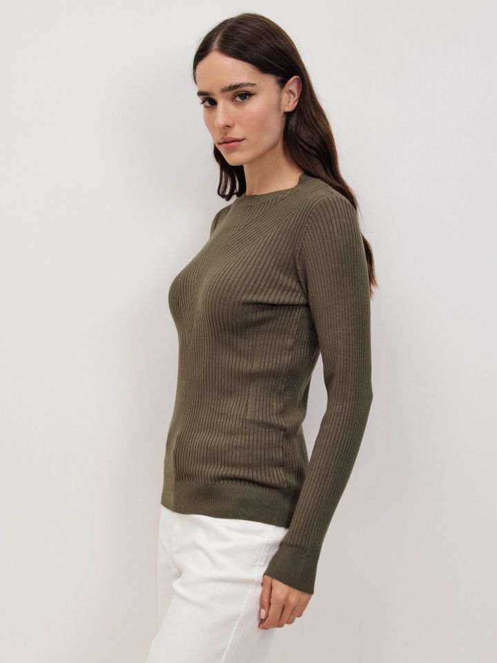 סריג ריבים ניקי PROMO בצבע ירוק כהה