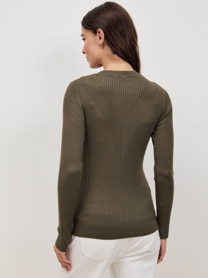 סריג ריבים ניקי PROMO בצבע ירוק כהה