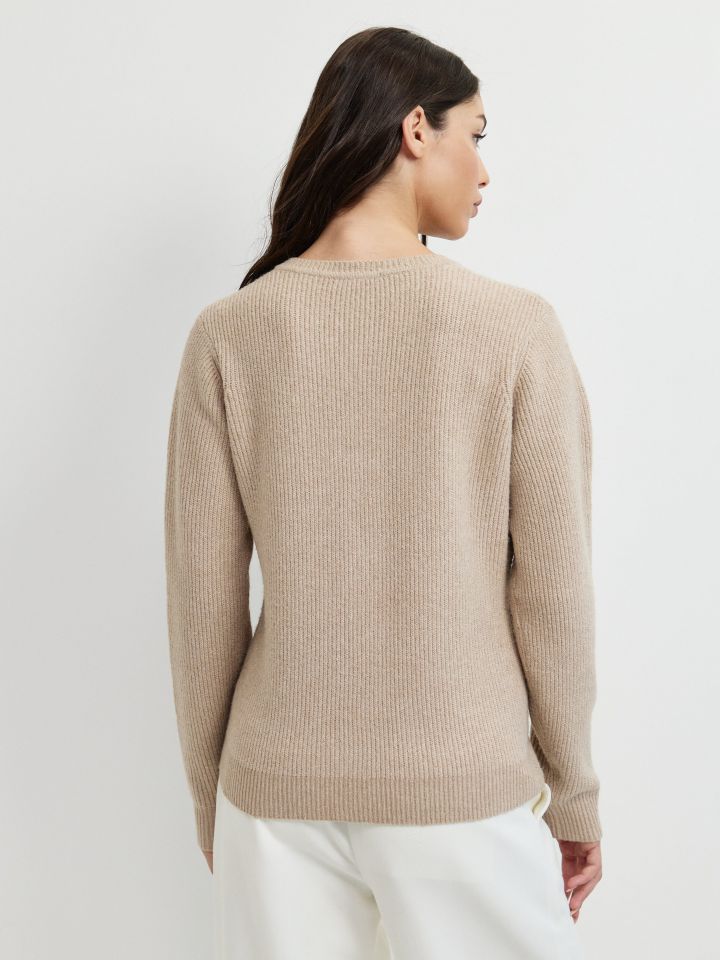 עליונית סריג כפתורים בצבע בייז מלנג’