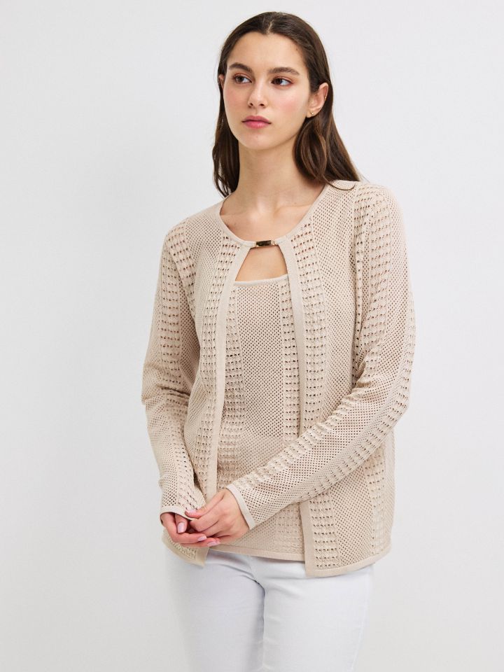 טווין סט סריג אבזם בצבע בייז’