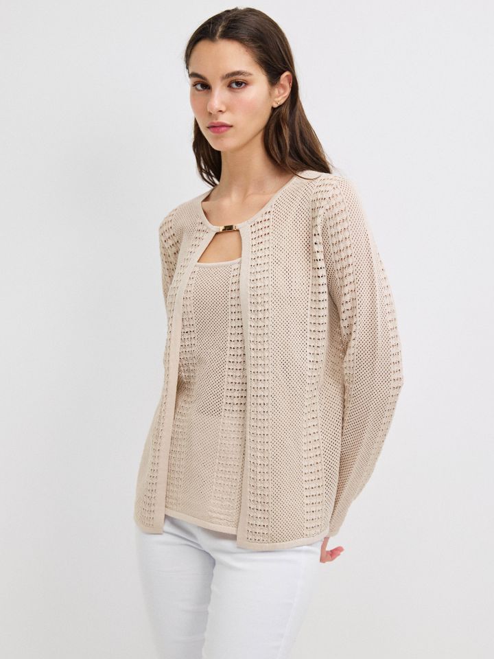 טווין סט סריג אבזם בצבע בייז’