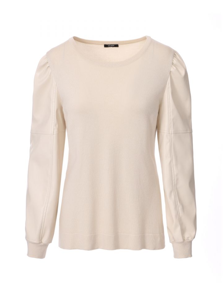 סריג שילוב דמוי עור בצבע בז’ בהיר