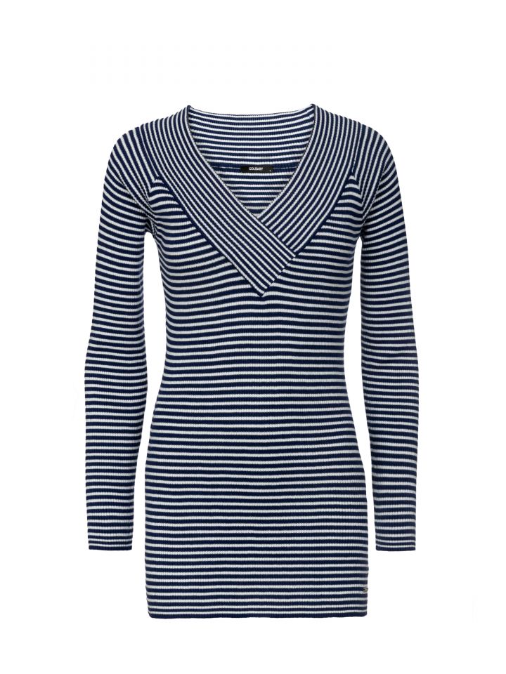 סריג פסים V PROMO בצבע כחול ויקטוריה