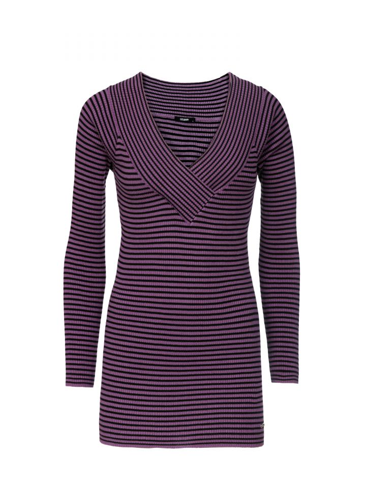 סריג פסים V PROMO בצבע סגול מעושן