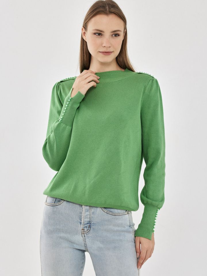 סריג פנינים בצבע ירוק