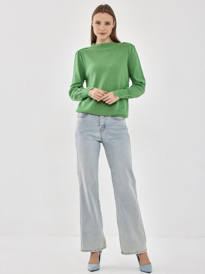 סריג פנינים בצבע ירוק