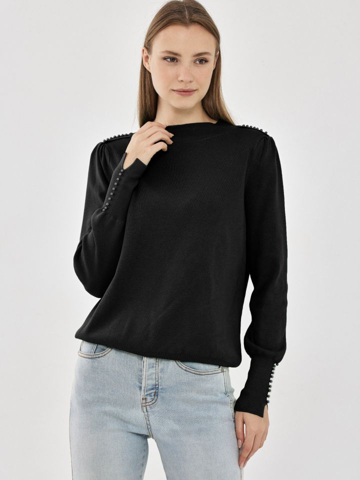 סריג פנינים בצבע שחור