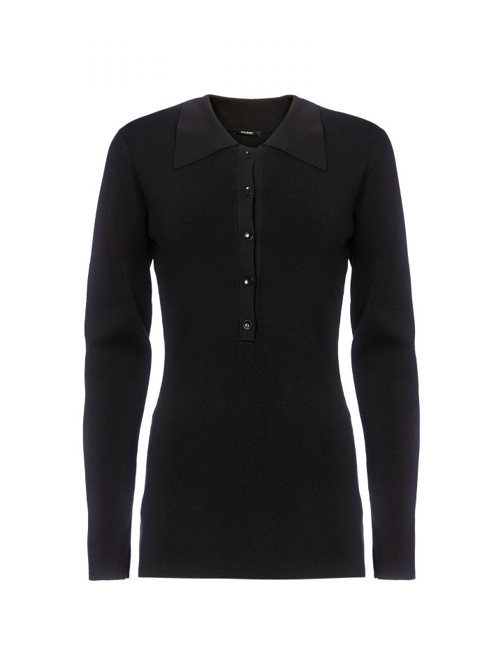 סריג צוארון שינה בצבע שחור