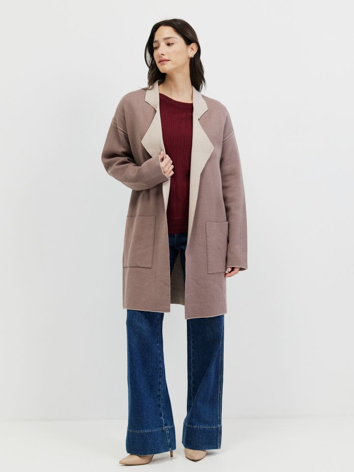 עליונית סריג בצבע מוקה