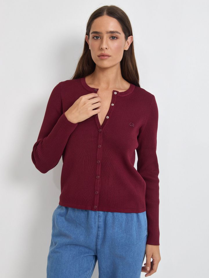 עליונית סריג ריב בצבע בורדו